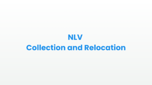 Blue text reading “NLV Collection and Relocation” on a light grey background.