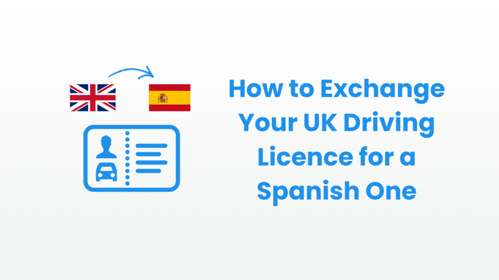 Illustration showing a UK driving licence being exchanged for a Spanish driving licence