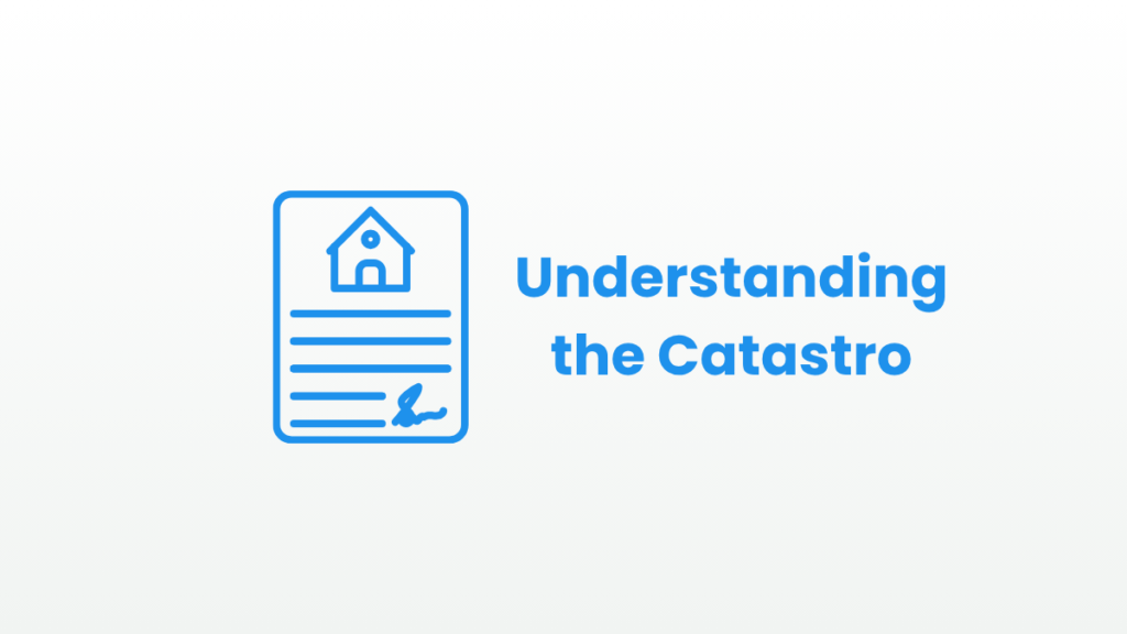 Blue property document icon with text “Understanding the Catastro” on a light background